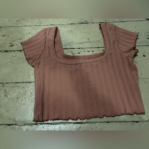 Aerie Ribbed Square Neck Top in Mauve